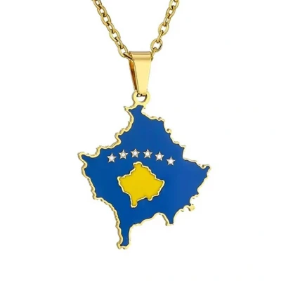 Afbeelding van Ketting Kosovo Kaart Goudkleurig Vlag