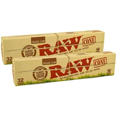 Afbeelding van RAW 18431 biologische voorgerolde kegels, kingsize, 2 x 32 stuks 109 mm, Basic64, papier
