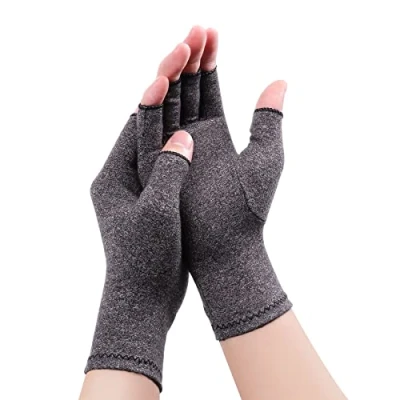 Afbeelding van Gebell Reumatoïde Artritis Handschoenen Compressie Vingerloze Gewricht Pijn Verlichting Handwanten Warmte Carpaal Tunnel, L, Grijs a
