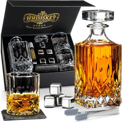 Afbeelding van Whisiskey Whiskey Karaf Klassiek Glazen Set 0,7 L Decanteer Incl. 2 Tumbler