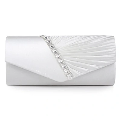Afbeelding van Damara Elegante strass steentjes dames avondtas handtas, wit, Large