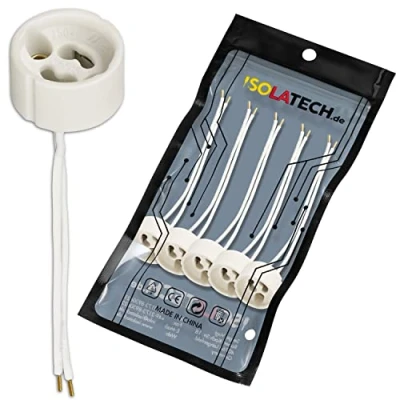 Afbeelding van ISOLATECH 5st GU10 keramische fitting brandbeveiliging met adereindhulzen LED spaarlampen (max.250V/2A) lampen home installatie inbouw plafond armatuur keuken badkamer socket hittebestendig