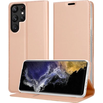 Afbeelding van Cadorabo Hoesje geschikt voor Samsung Galaxy S22 ULTRA in CLASSY ROSE GOUD Beschermhoes met magnetische sluiting, standfunctie en kaartvakje Book Case Cover Etui