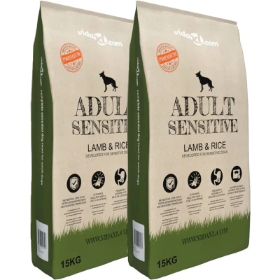 Afbeelding van vidaXL Premium hondenvoer droog Adult Sensitive Lamb &amp; Rice 30kg 2 st
