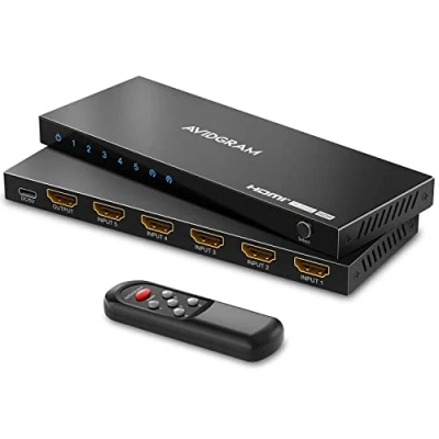 Afbeelding van HDMI 2.1 Schakelaar 8K 60Hz, AVIDGRAM Switcher 5 In 1 Uit met IR Remote, Poort 4K 120Hz Auto Selector Hub Ondersteuning 48Gbps voor Xbox Series X PS4 Pro PS5 Roku UHD TV Monitor Projector