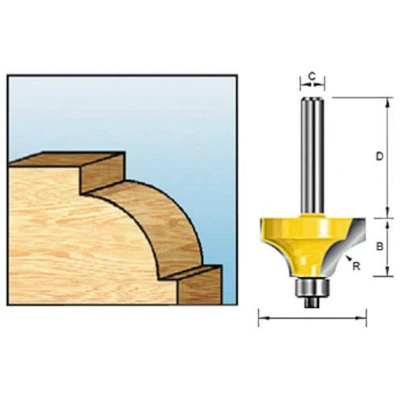 Afbeelding van Makita Kwartrondfrees 16,67x7,5 S6 Met Kogellager D 09503