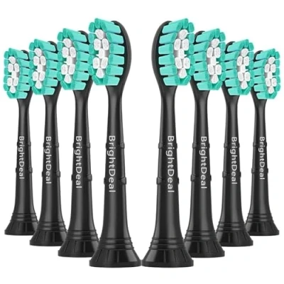 Afbeelding van BrightDeal Reserveborstels, compatibel met Philips Sonicare opzetstukken voor tandenborstels, HealthyWhite, FlexCare, EasyClean elektrische tandenborstel, 8 stuks, zwart