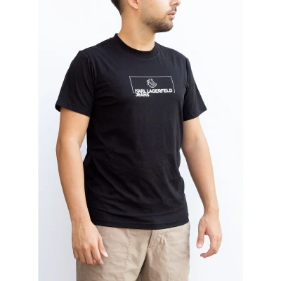 Afbeelding van Karl Lagerfeld Jeans Outline LOGO Tshirt print, Heren, Maat: Small, Black