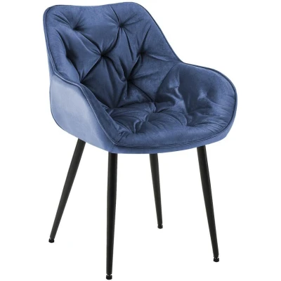 Afbeelding van CLP Eetkamerstoel Tanna Fluweel Blauw