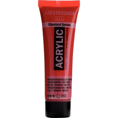 Afbeelding van Amsterdam acryl 317 transparantrood middel 20 ml