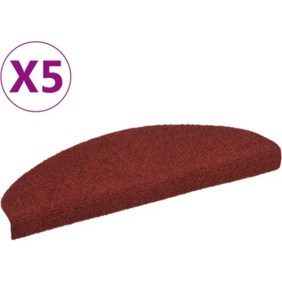 Afbeelding van vidaXL Trapmatten zelfklevend 5 st 65x21x4 cm naaldvilt rood