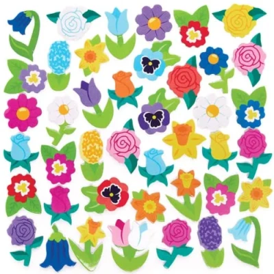 Afbeelding van Baker Ross FC747 Zomerbloemen Foam Stickers Set van 200, Zelfklevende voor Kinderen, Knutselen Kinderen