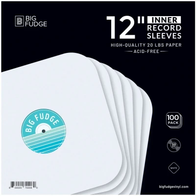 Afbeelding van BIG FUDGE Binnenhoezen voor vinylplaten, 30 cm x 100 stuks, vinylbescherming van dik en zuurvrij papier, antistatisch, 33/45 omwentelingen