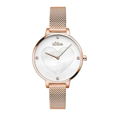 Afbeelding van s.Oliver analoog quartz dameshorloge met roestvrijstalen armband SO 3473 MQ, rosé