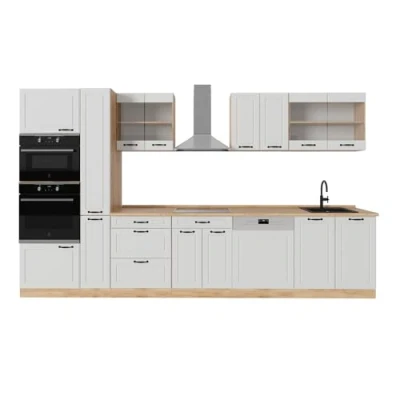 Afbeelding van Vicco Complete keukeneenheid R Line, Wit landhuis/gouden eik, 350 cm zonder werkblad