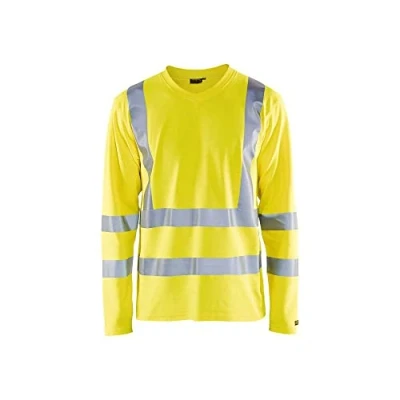Afbeelding van T shirt High Vis lange mouw UPF 40+ UV V hals 3381 geel