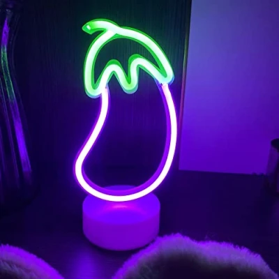 Afbeelding van NIWWIN neonlichtbord LED Muur Tafel Decor Nachtlampje USB/Werkt op Batterijen Nieuwigheid Neon voor Kerst Verjaardagscadeau Party Kids Woonkamer Bruiloft Kindercadeau (Aubergine)