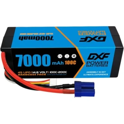 Afbeelding van DXF 4S Lipo accu 14,8V 100C 7000mAh met EC5 stekker RC hardcase voor auto vrachtwagen tank buggy Truggy Racing modellen