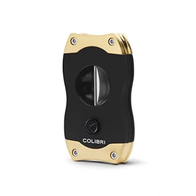 Afbeelding van Colibri V cut sigarensnijder, zwart, veermessen, cut, diepte 7 mm, meter tot 60 ringen, ergonomisch design