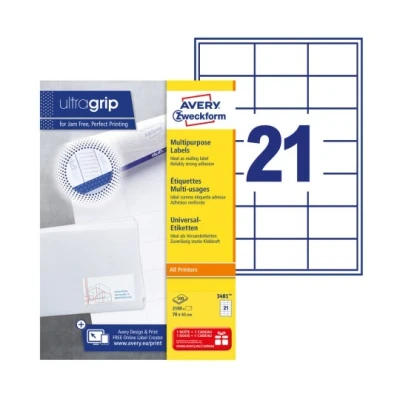 Afbeelding van Etiket Avery Zweckform 3481 70x41mm wit 2100stuks