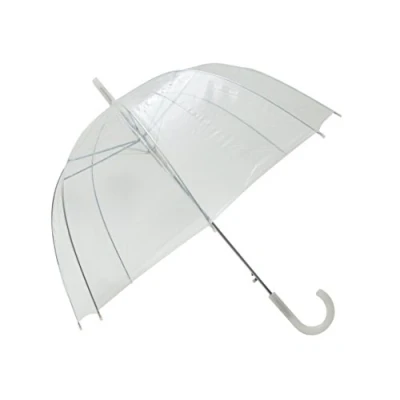 Afbeelding van SMATI Long Clear Bubble Umbrella Klassiek en basic ; Automatische opening Diameter=85cm Vrouwenparaplu Witte randkleur Koepelvormige paraplu.