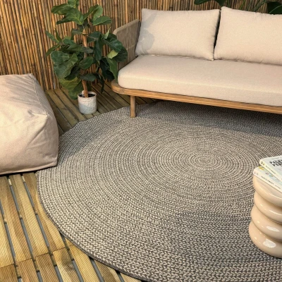 Afbeelding van Rond buitenkleed Solid grijs Interieur05 200 Ø (L)