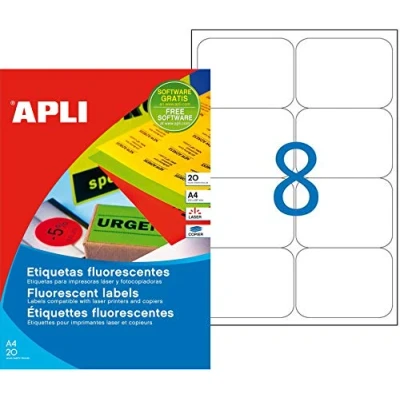 Afbeelding van Apli Fluorescerente Etiketten 99,1 X 67,7 Mm (b H) Geel Etiket
