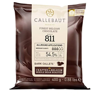 Afbeelding van CALLEBAUT Receipe No. 811 Couverture Callets, pure chocolade, 54,5% cacao, 1 x 400G