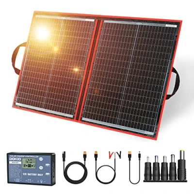 Afbeelding van DOKIO 100W draagbare opvouwbare zonnelader Outdoor Travel oplaadbare tas met 10A controller voor caravan camper camping Auto Boot Batterij opladen