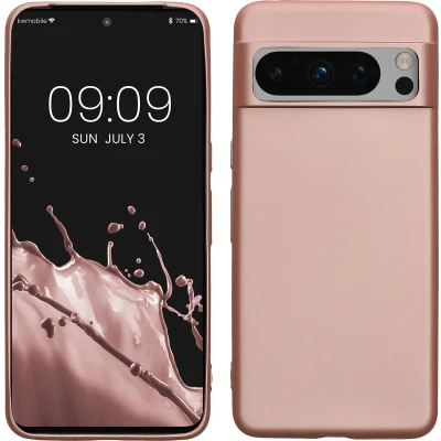 Afbeelding van kwmobile telefoonhoesje geschikt voor Google Pixel 8 Pro Hoesje smartphone Back cover in metallic roségoud