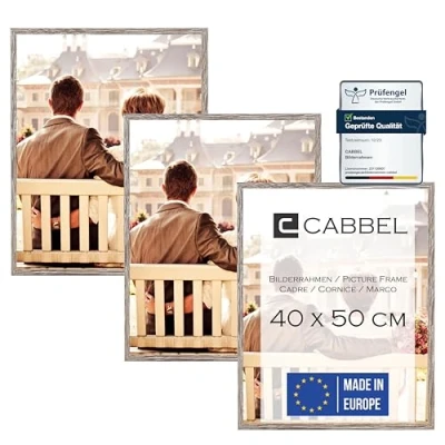 Afbeelding van CABBEL Set van 3 fotolijsten 40x50 cm MDF houten lijst in bruin met onbreekbaar plexiglas/modern