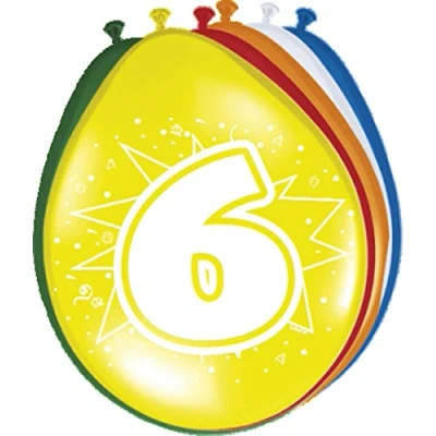 Afbeelding van Ballonnen 6 jaar 8 stuks
