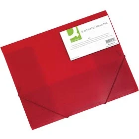 Afbeelding van Q connect Elastomap, A4, 3 Kleppen En Elastieken, Transparant Pp, Rood Elastomap