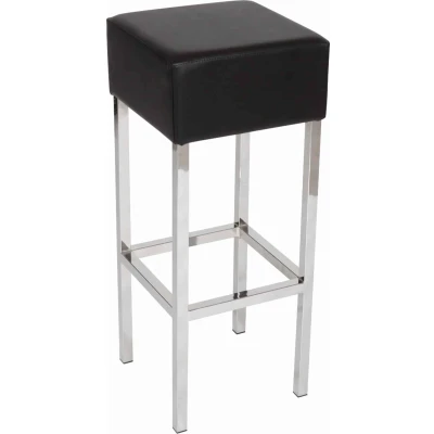 Afbeelding van Barkruk Design met chrome frame en zitting zwart