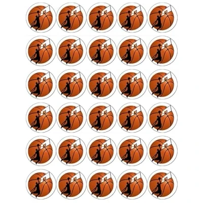 Afbeelding van Basketbal Slam Dunk Cupcake Toppers Eetbare Wafel Papier Fairy Cake Decoraties