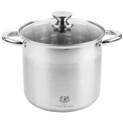 Afbeelding van Kookpan inductie, 26 cm, 11,1 l, roestvrij staal, pan met glazen deksel, geschikt voor alle warmtebronnen, handvat niet heet, als soeppan, pastakan spaghettipan