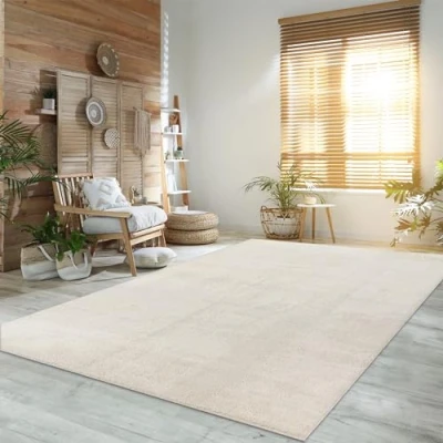 Afbeelding van Paco Home Tapijt voor woonkamer Eenkleurig Wasbaar Zacht kortstondig pooltje, Maat:60x100 cm, Kleur:Crème 4