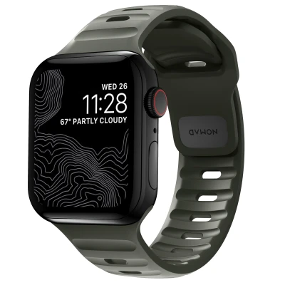 Afbeelding van Apple Watch bandje Synthetisch rubber Donkergroen Geschikt voor Series 1 9 / SE
