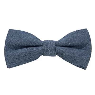 Afbeelding van DonDon heren denim vlinderdas strikje gestrikt 100% katoen blauw