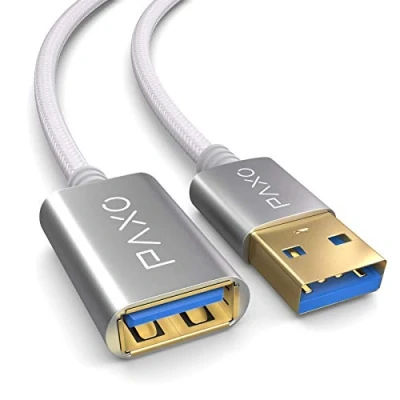 Afbeelding van USB verlengkabel 1m, 10 Gbit/s (1,25 GByte/s), 3.2 Gen2 (3.0, 3.1), verlengkabel, A male naar female, wit, stofomslag