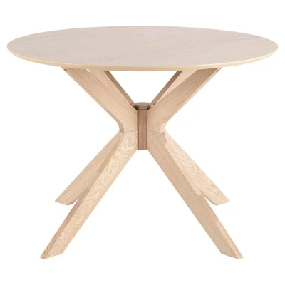 Afbeelding van Leen Bakker Eetkamertafel Novel Eikenkleur 75xØ105cm Eettafels Beige Mdf
