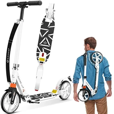 Afbeelding van KESSER® Pro S Cityroller step, 205 mm wielen, PU Big Wheel step met dubbele vering, inklapbaar en in hoogte verstelbaar, voor volwassenen kinderen, carbon
