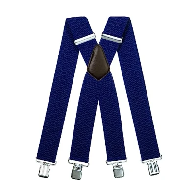 Afbeelding van Olata Extra Brede Bretels voor Heren 5 cm Breed, Stevig en Verstelbaar met Sterke Clips, Ideaal Werk Formele Kleding. Koningsblauw (Zilveren Clips)