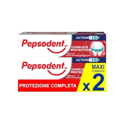 Afbeelding van Pepsodent Volledige bescherming tandpasta met fluor en calcium ter verdediging van cariës gedurende de dag 75 ml (2 x ml)