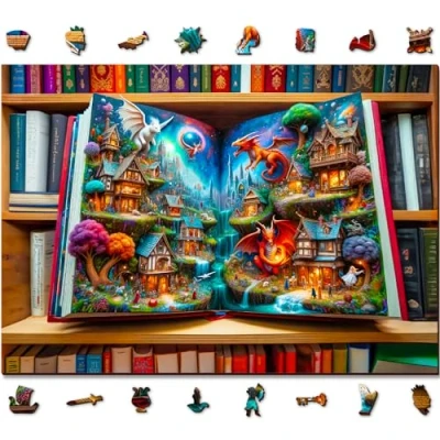 Afbeelding van Wooden.City Enchanted Tales puzzel van 1000 stukjes, houten puzzels voor volwassenen, gemaakt in de EU, afmetingen 21,25 x 39,4 cm, magische
