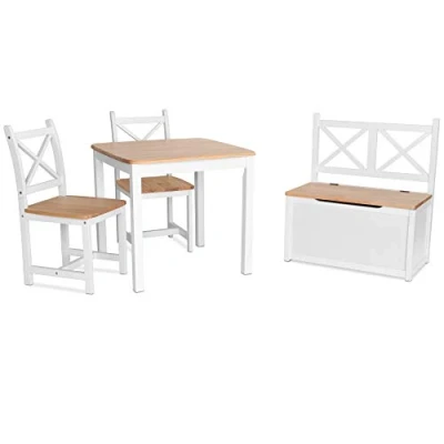 Afbeelding van ib style® XEN Kinderzitgroep Massiefhout Stoelhoogte 32cm Conform EU veiligheidsnormen 1 tafel + 2 stoelen Opbergkist
