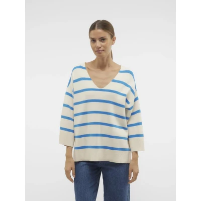 Afbeelding van Vero Moda Vmsaba 3/4 VNCK Stripe GA NOOS Trui, Dames, Maat: Small, Birch