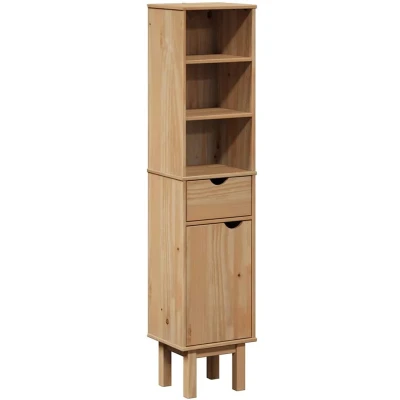 Afbeelding van vidaXL Badkamerkast OTTA 35x30x159 cm massief grenenhout, badkamer kast, medicijnkastje, kolomkast badkamer, badkamerkastje, toiletkastje,