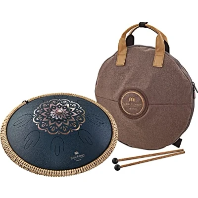 Afbeelding van Meinl Sonic Energy Octave Steel Navy Blue Floral Tongue Drum, 16 inch, D Amara, 9 tonen