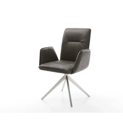 Afbeelding van DELIFE Draaistoel Vinja Flex microvelours antraciet vintage kruisframe breed roestvrij staal 360 draaibaar rocker functie